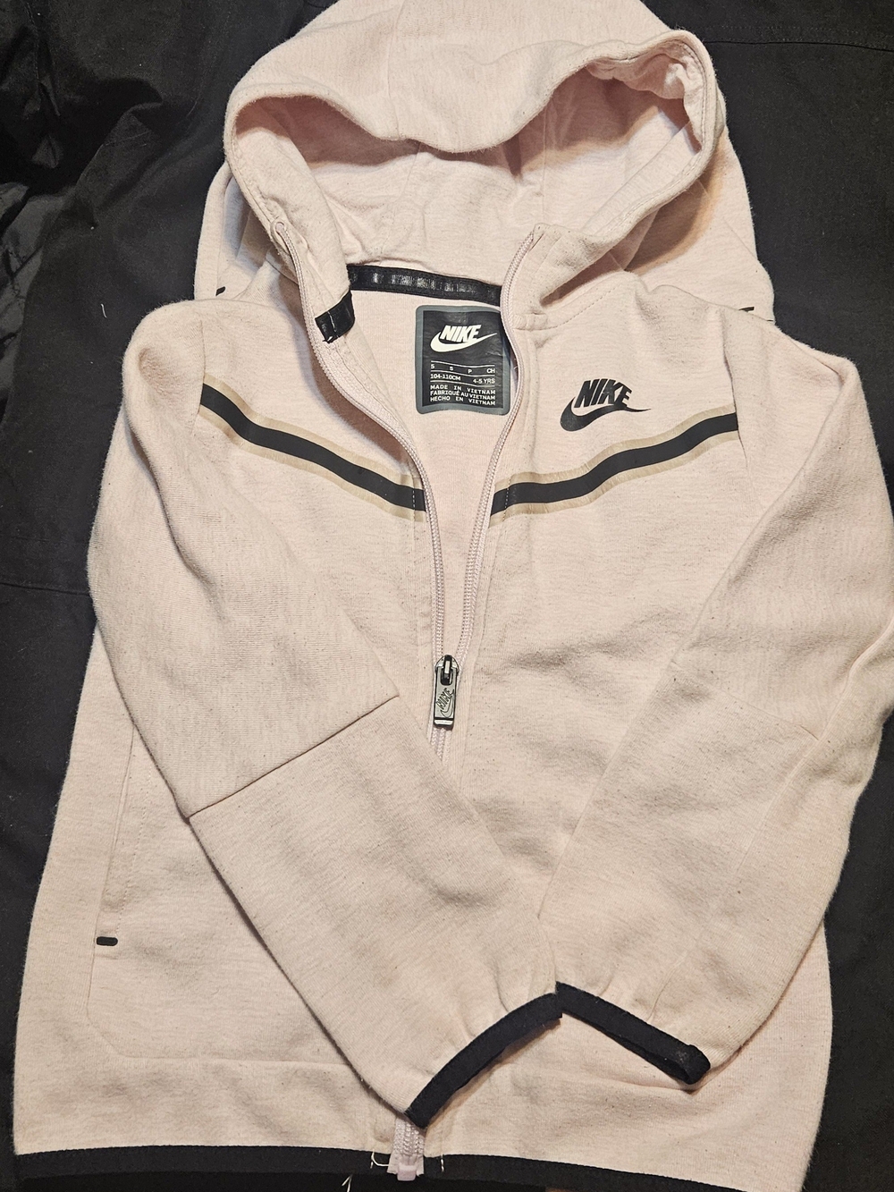 Girls Nike Pink Hooded Zip Sweat Suit with Black Trim